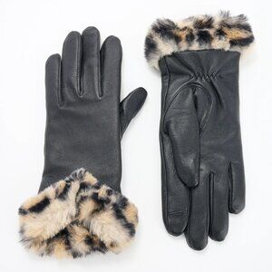 Cuddl Duds Genuine Leather Gloves With Faux Fur Cuff  16101